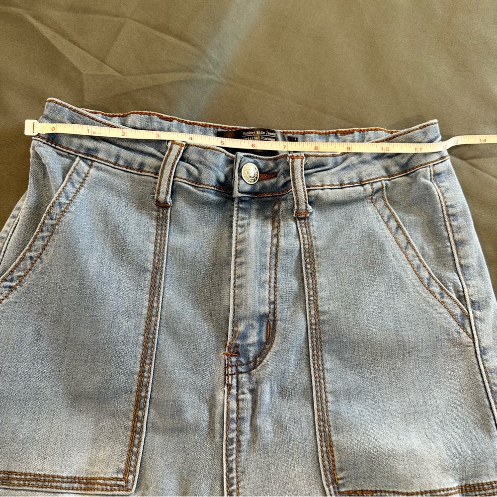 Monkey Ridge Jeans Original Vintage Bell Bottom White Wash Y2K Size 3/26 - Picture 9 of 16